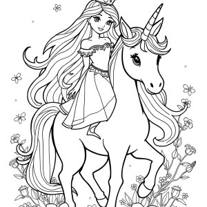 Princess Princess Unicorn Coloring Page coloring page for kids
