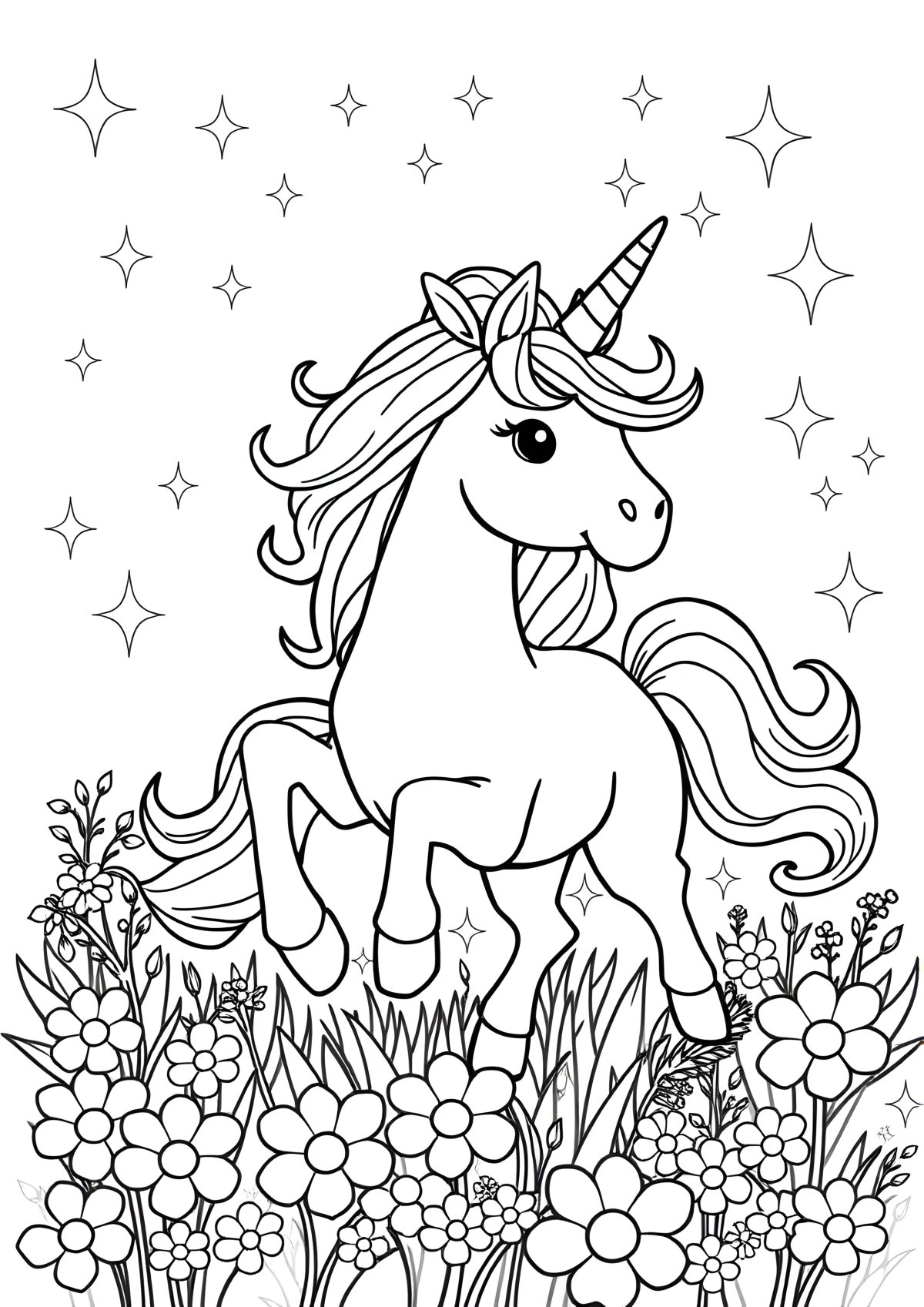 Print Coloring Page Unicorn coloring page for kids