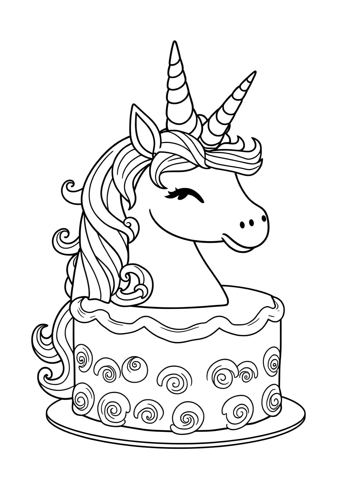 Printable Coloring Page Unicorn Cake coloring page for kids