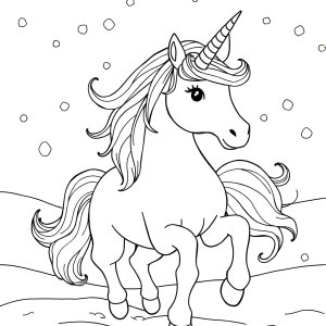 Snow Unicorn Coloring Page coloring page for kids
