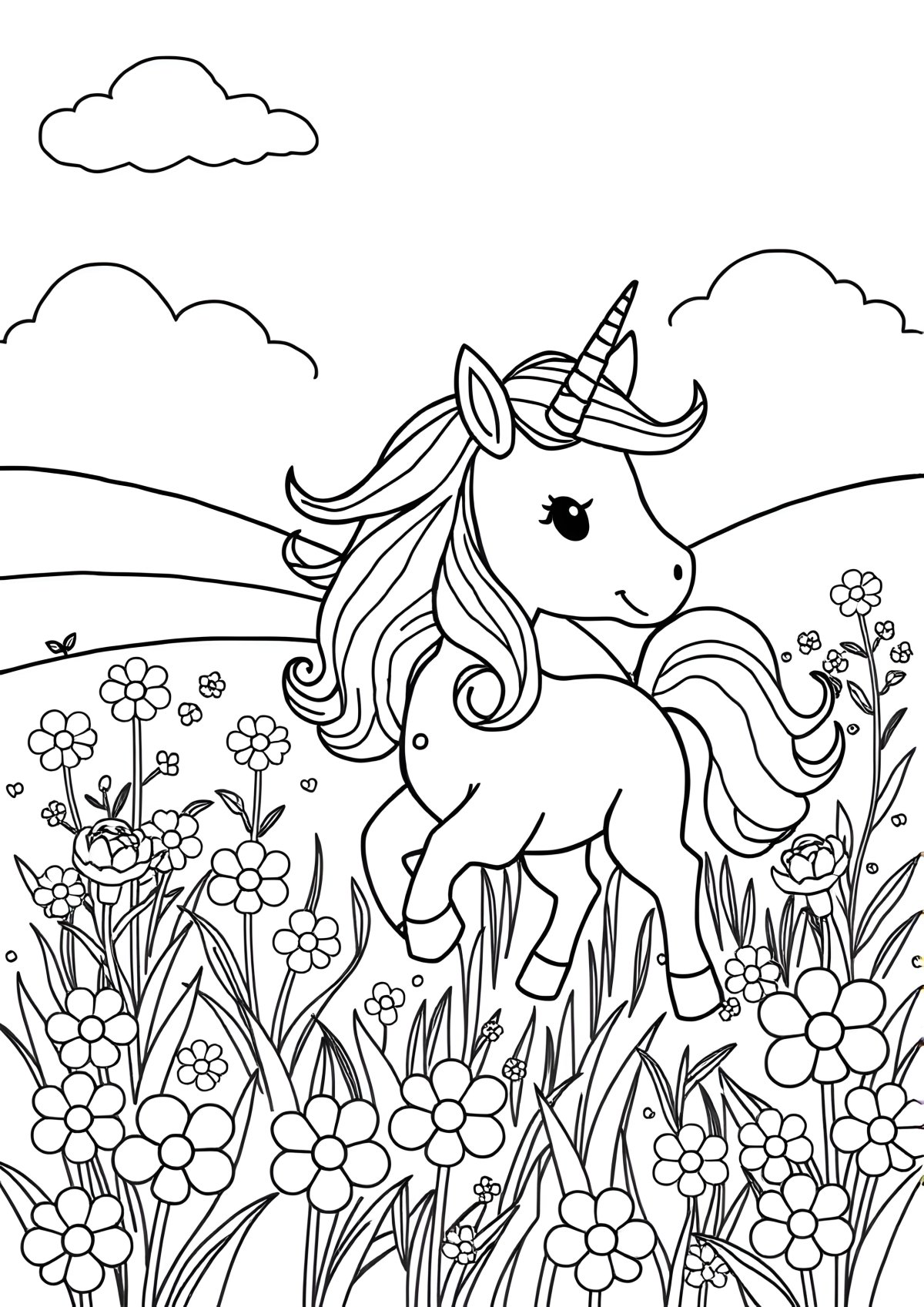 Pony And Unicorn Coloring Page coloring page for kids