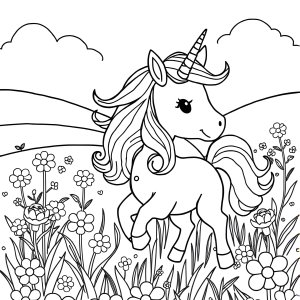 Pony And Unicorn Coloring Page coloring page for kids