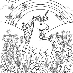 Spring Unicorn Coloring Page coloring page for kids