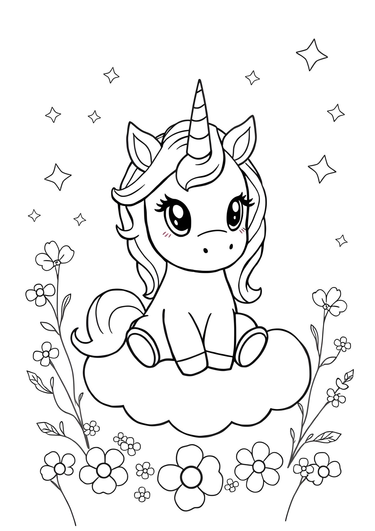 Baby Unicorn Free Coloring Page coloring page for kids