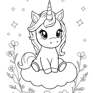 Baby Unicorn Free Coloring Page coloring page for kids