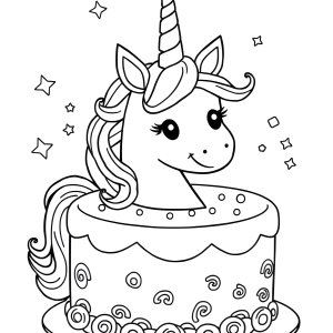 Rainbow So Cute Unicorn Cake Coloring Page coloring page for kids