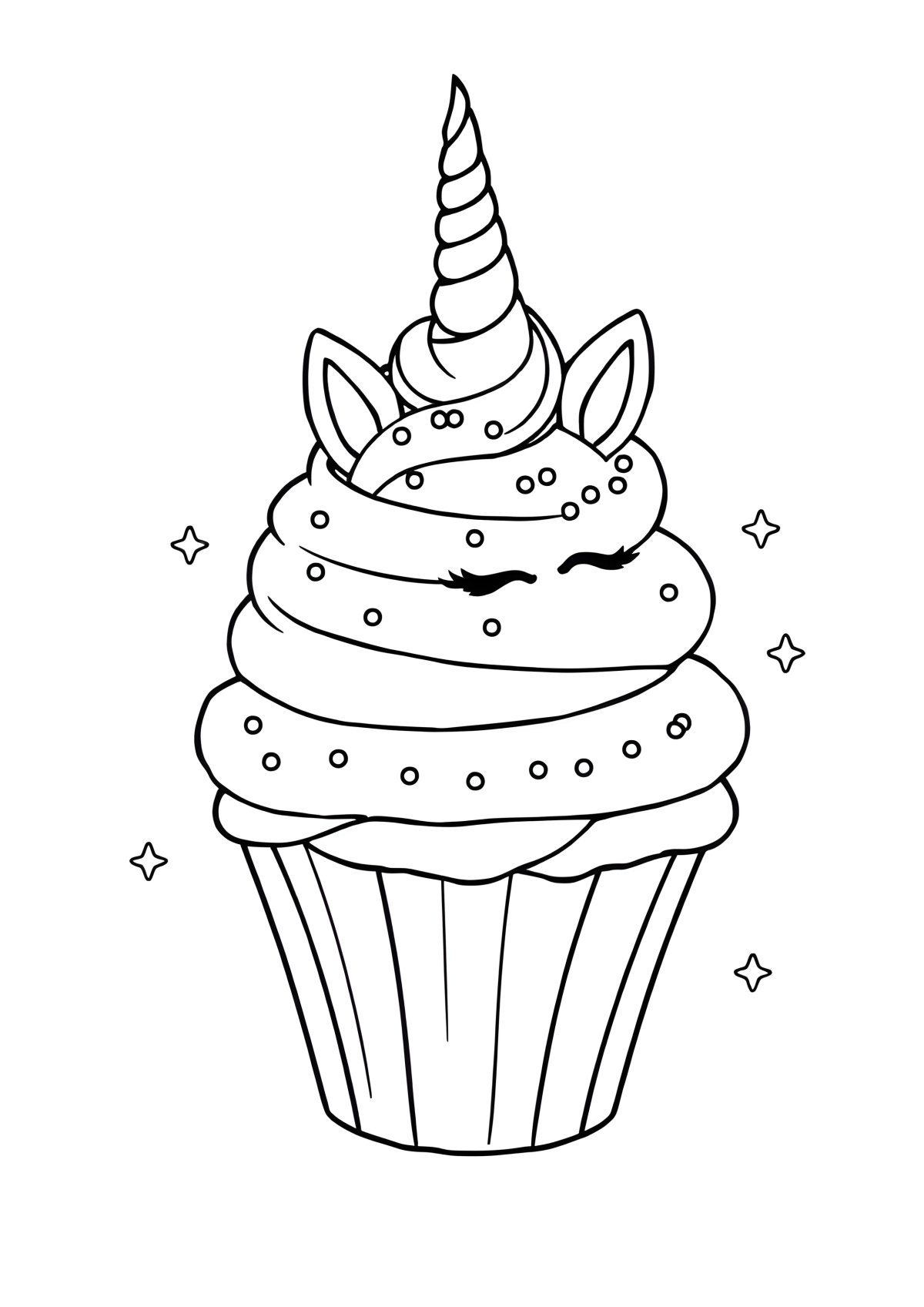 Rainbow Unicorn Cupcake Coloring Unicorn Cake Coloring Page coloring page for kids