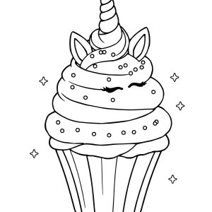 Rainbow Unicorn Cupcake Coloring Unicorn Cake Coloring Page coloring page for kids