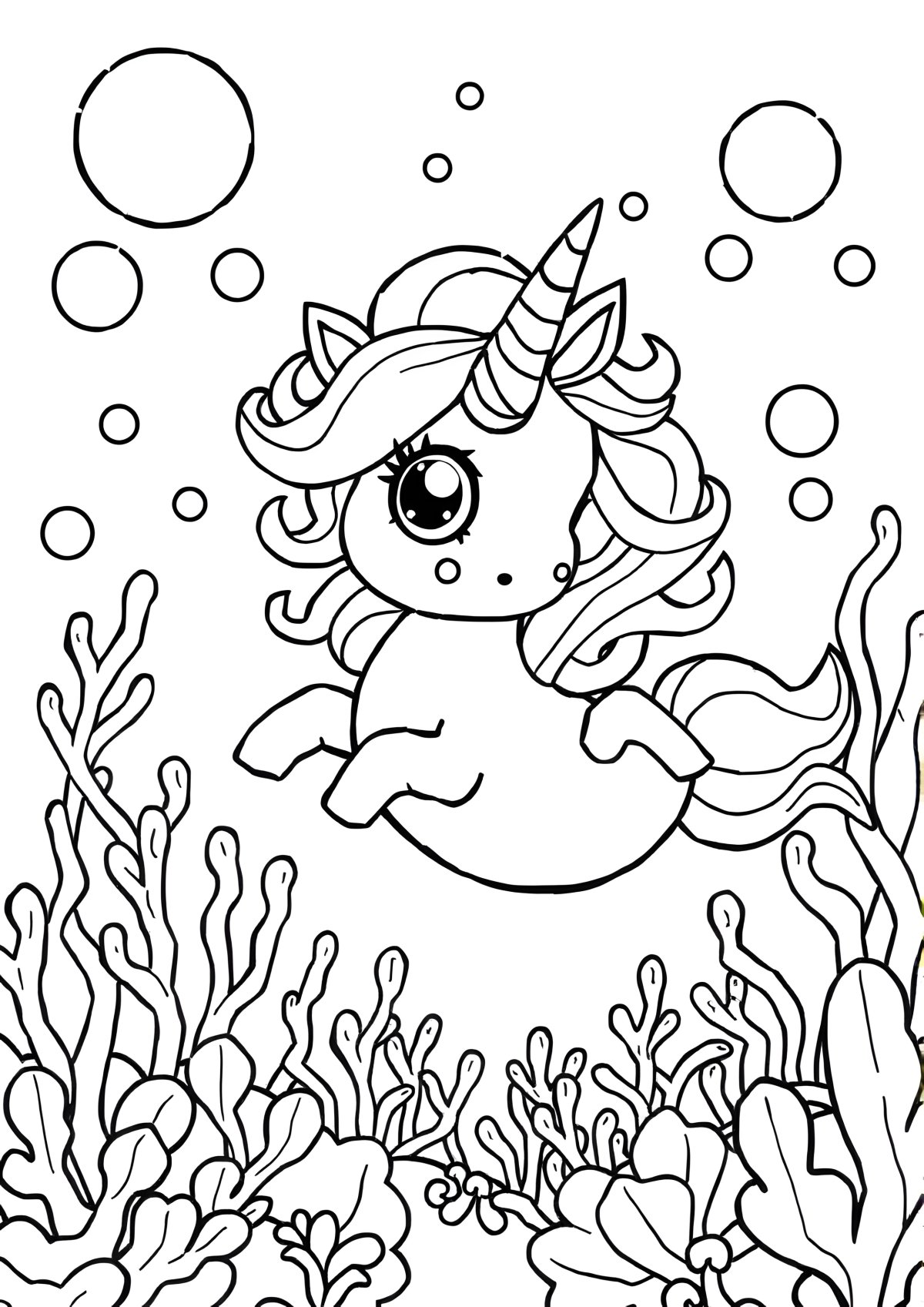 Sea Unicorn Coloring Page coloring page for kids
