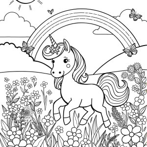 Unicorn Summer Coloring Page coloring page for kids