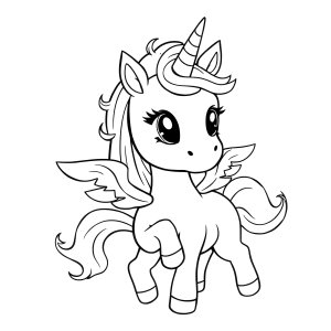 Baby Winged Unicorn Unicorn Coloring Page coloring page for kids