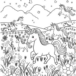 Printable Coloring Page Of Unicorns coloring page for kids