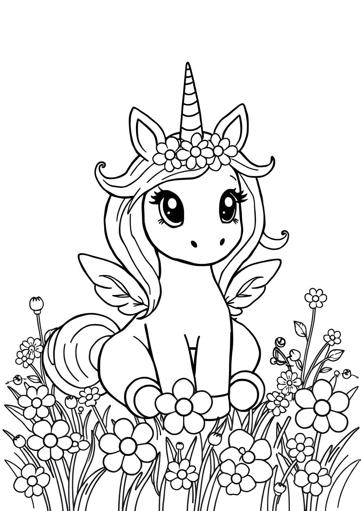 Free Printable Adorable Cute Unicorn Coloring Page coloring page for kids