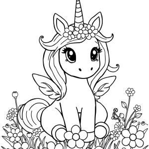 Free Printable Adorable Cute Unicorn Coloring Page coloring page for kids