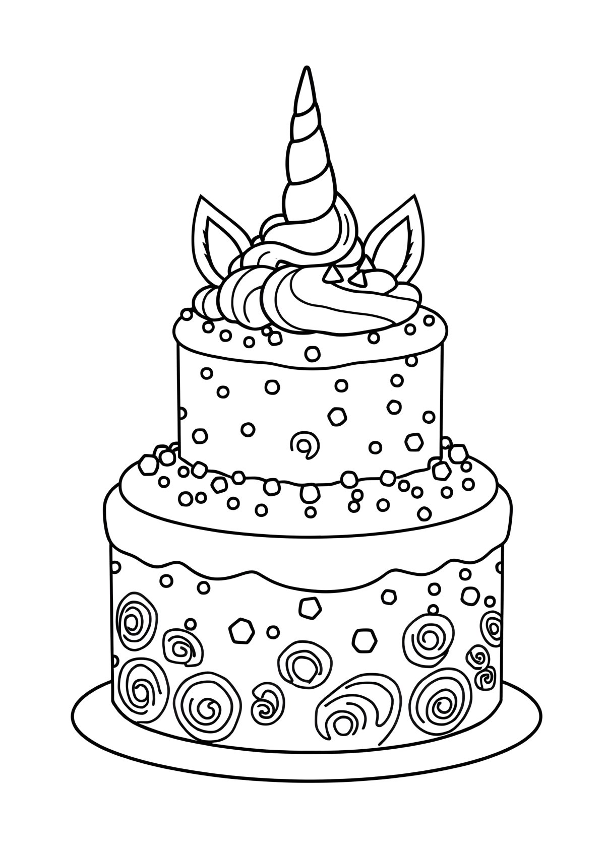 Unicorn Cake Printable Coloring Cute Cake Coloring Page coloring page for kids