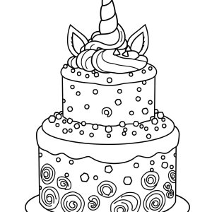 Unicorn Cake Printable Coloring Cute Cake Coloring Page coloring page for kids