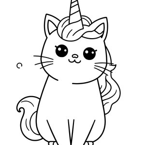 Unicorn Cute Pusheen Cat Coloring Page coloring page for kids