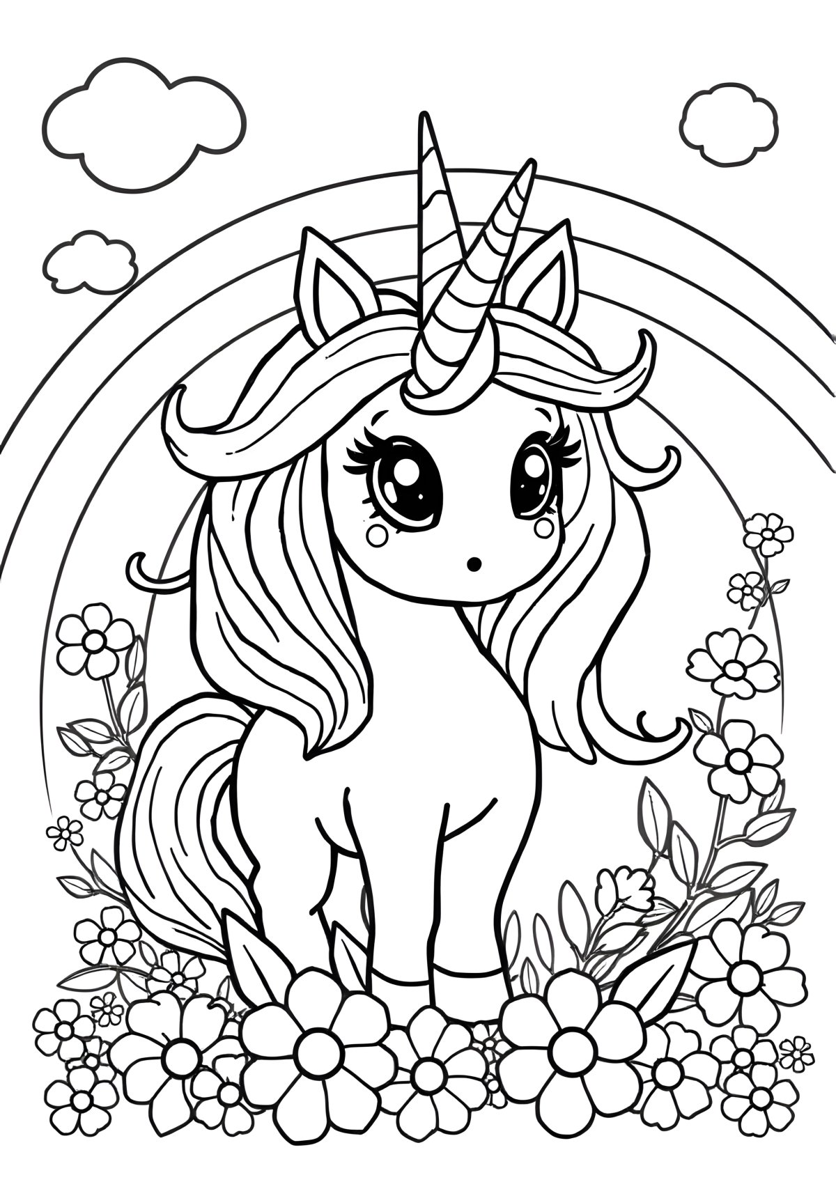 Coloring Page For Kids Girls Unicorn coloring page for kids