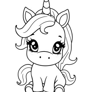 Colouring Super Cute Cute Baby Unicorn Coloring Page coloring page for kids