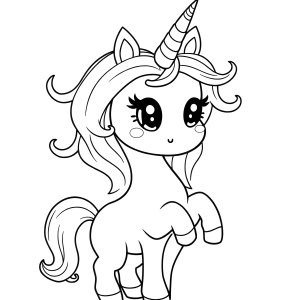 Free Printable Cute Kawaii Unicorn Coloring Page coloring page for kids