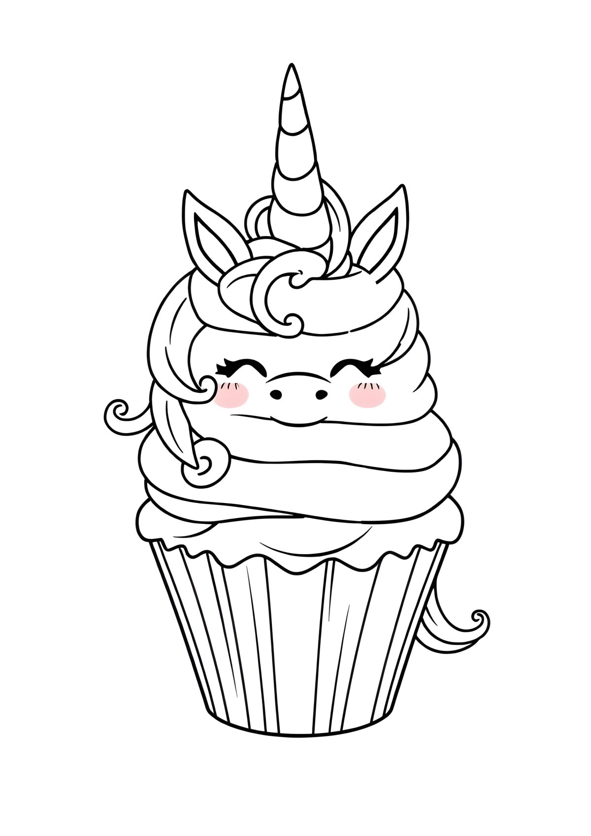 Unicorn Cupcake Colouring Page coloring page for kids
