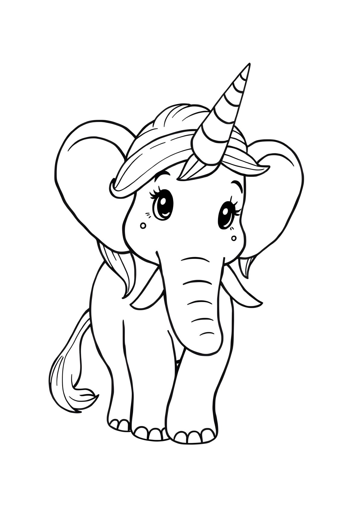 Unicorn Elephant Coloring Page coloring page for kids