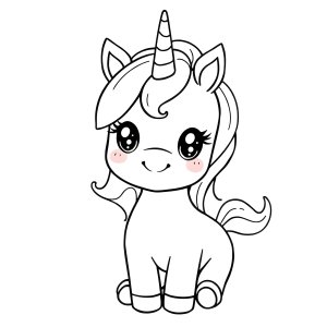 Cute Baby Unicorn Kawaii Easy Unicorn Coloring Page coloring page for kids