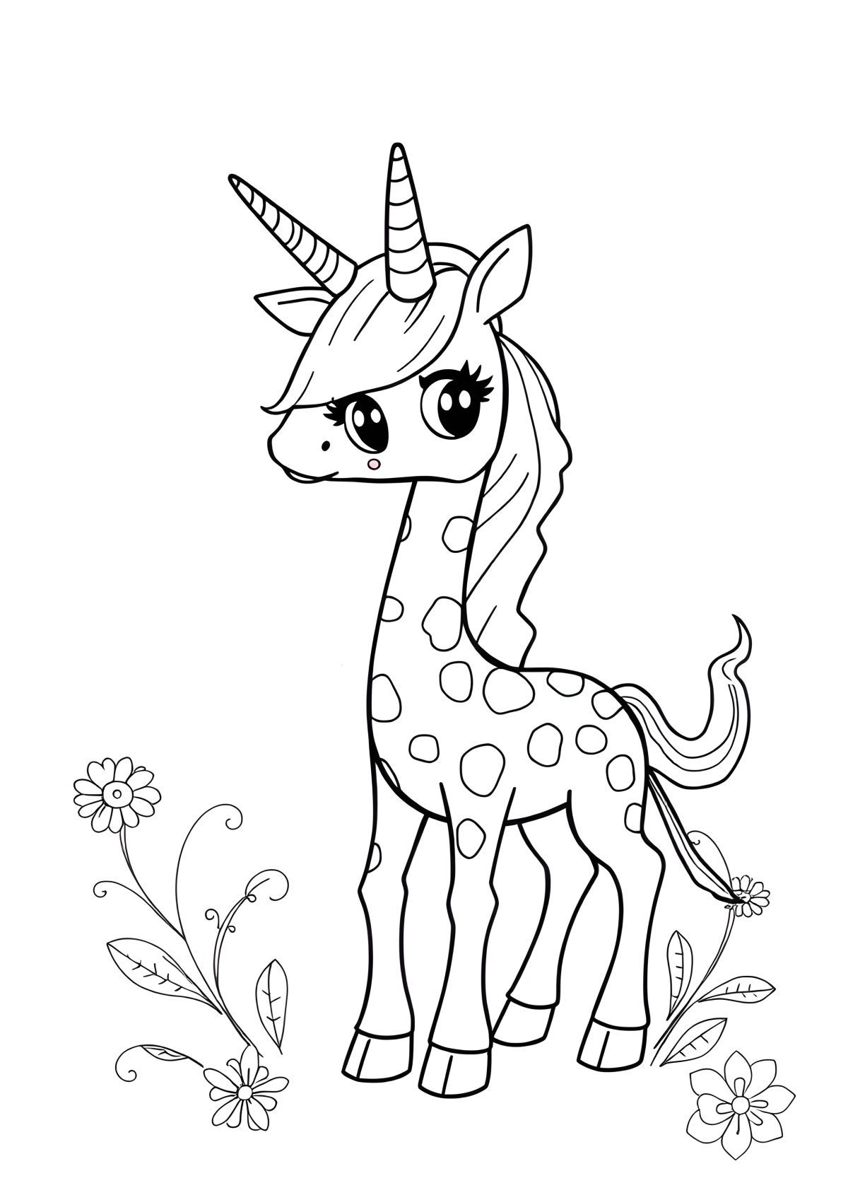Unicorn Giraffe Coloring Page coloring page for kids