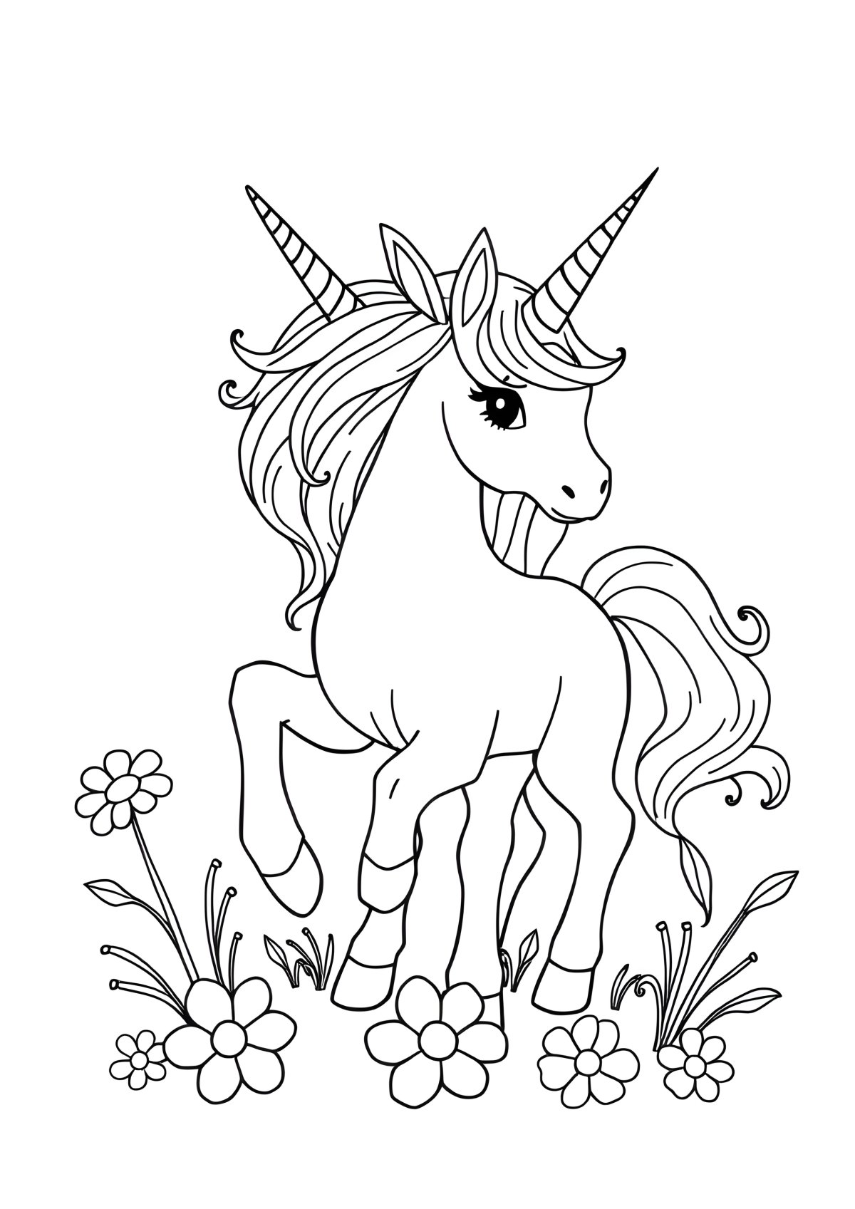 Cute Realistic Unicorn Coloring Page coloring page for kids