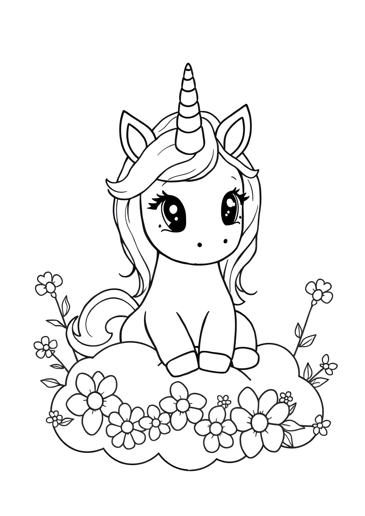 Drawing Super Cute Cute Baby Unicorn Coloring Page coloring page for kids