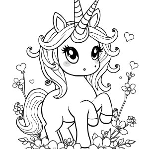 Free Printable Super Cute Unicorn Coloring Page coloring page for kids