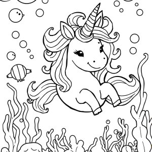 Unicorn Of The Sea Coloring Page coloring page for kids