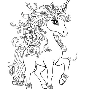 Detailed Coloring Page Unicorn coloring page for kids