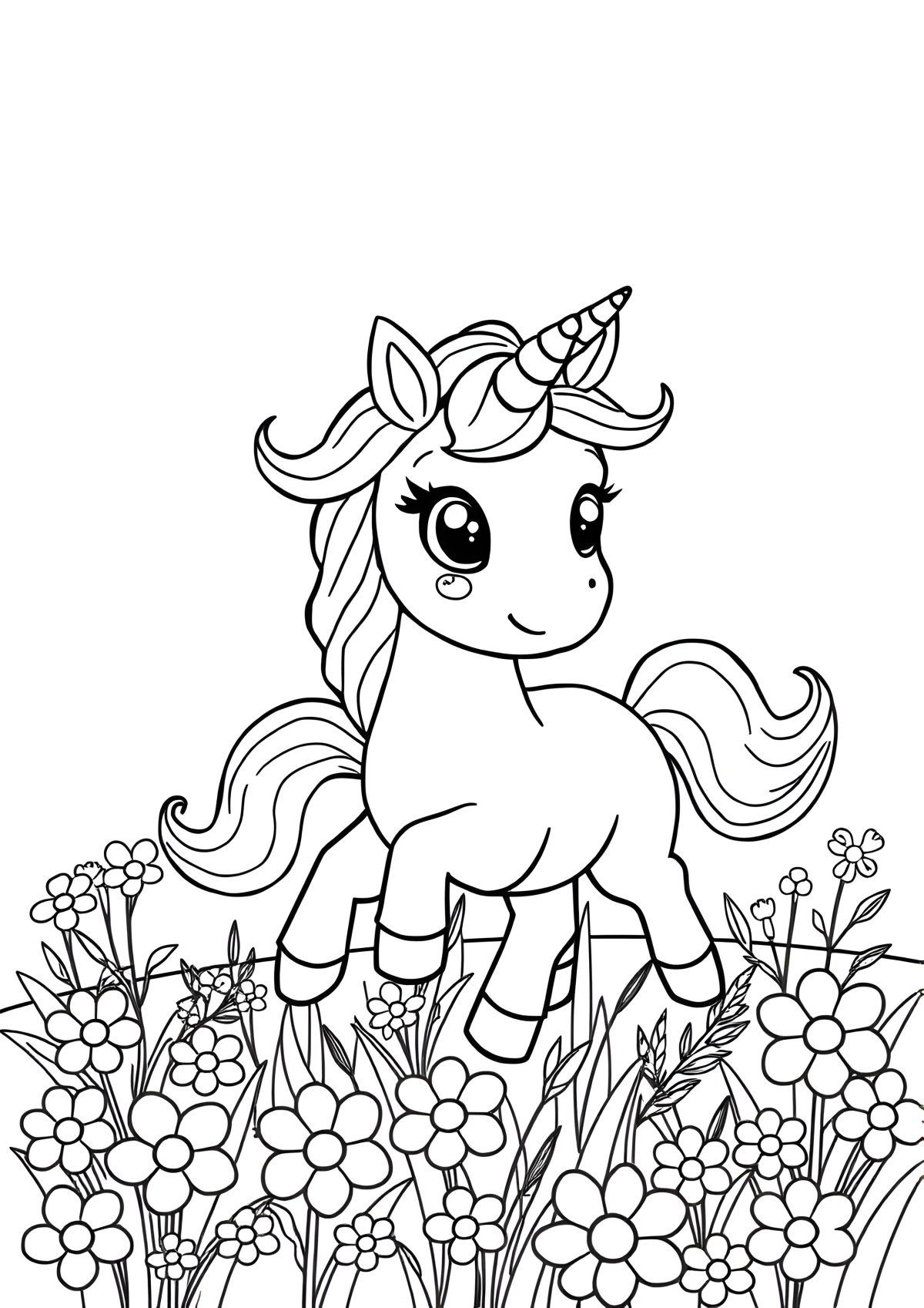 Free Unicorn Adorable Cute Unicorn Coloring Page coloring page for kids