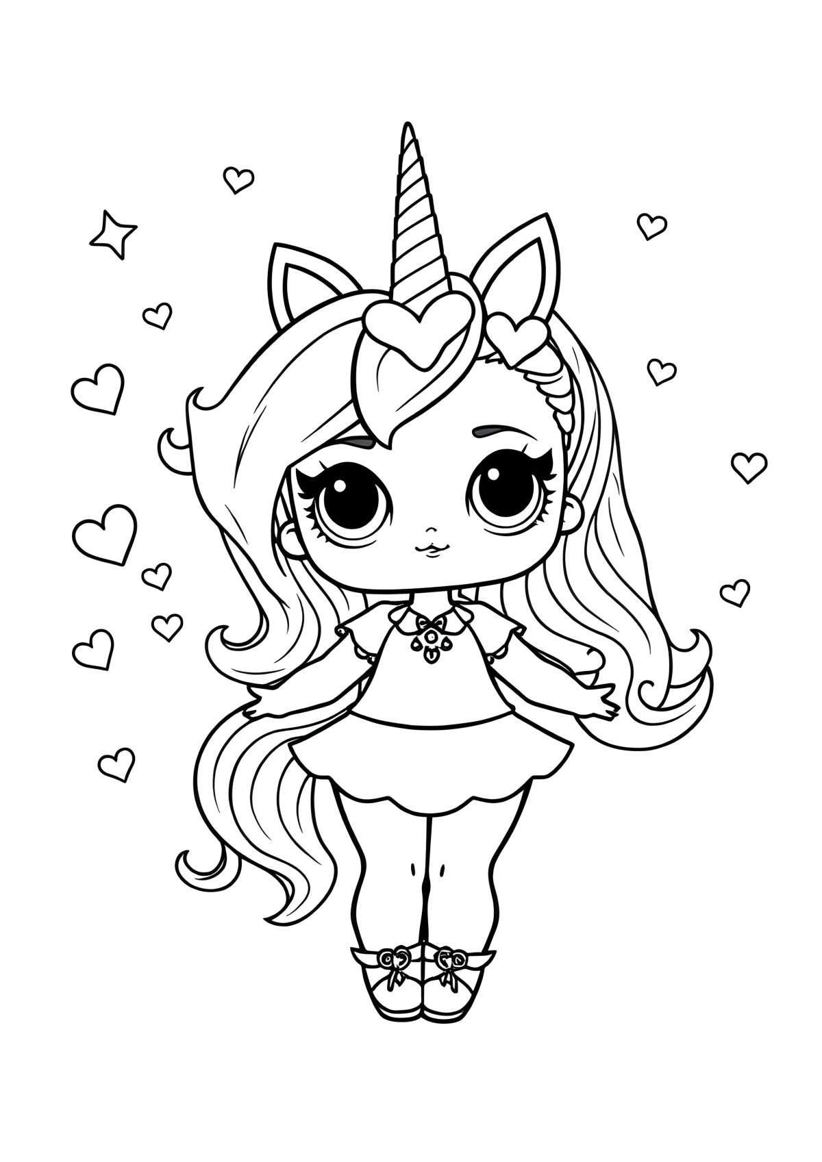 Lol Doll Coloring Page Printable Unicorn coloring page for kids