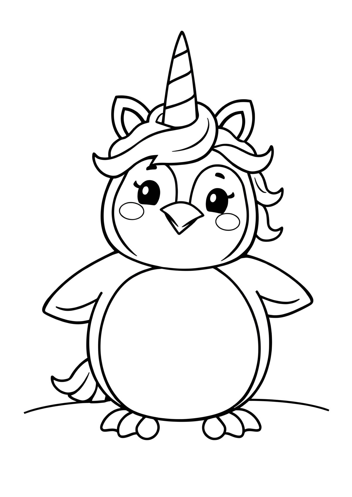 Unicorn Penguin Coloring Page coloring page for kids
