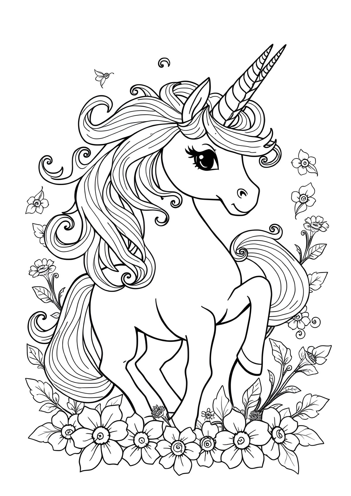 Detailed Free Printable Coloring Page Unicorn coloring page for kids