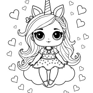 Lol Doll Unicorn Girl Coloring Page coloring page for kids