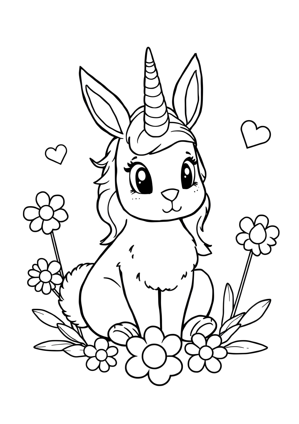Unicorn Rabbit Coloring Page coloring page for kids