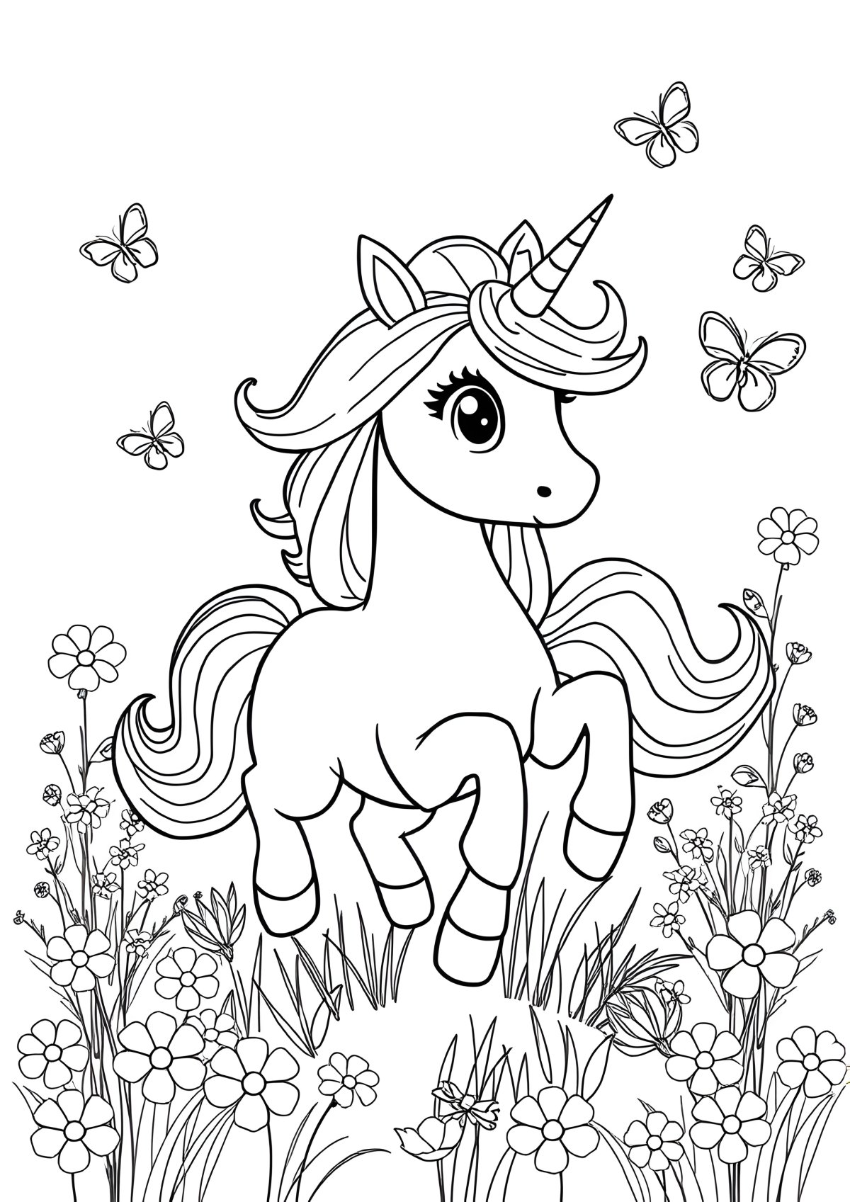 Free Coloring Page For Girls Unicorn coloring page for kids
