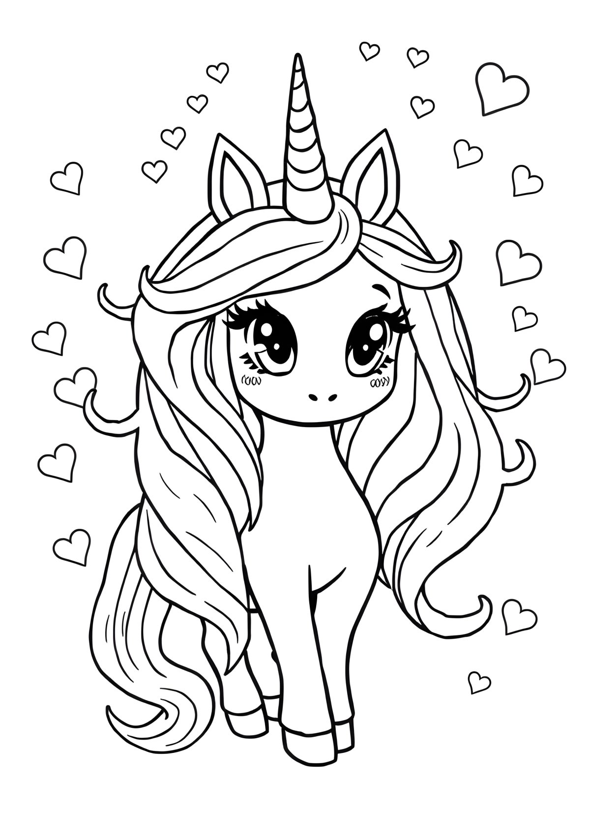 Anime Unicorn Girl Coloring Page coloring page for kids