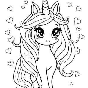 Anime Unicorn Girl Coloring Page coloring page for kids