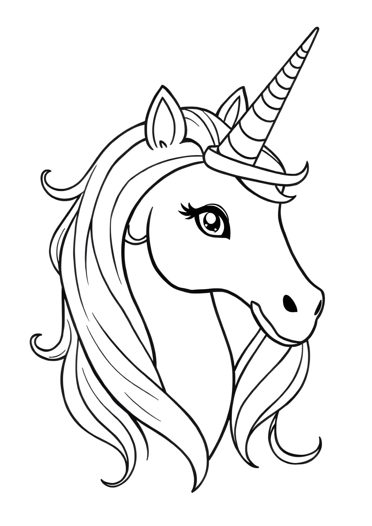 Easy Realistic Unicorn Coloring Page coloring page for kids