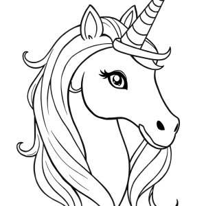 Easy Realistic Unicorn Coloring Page coloring page for kids