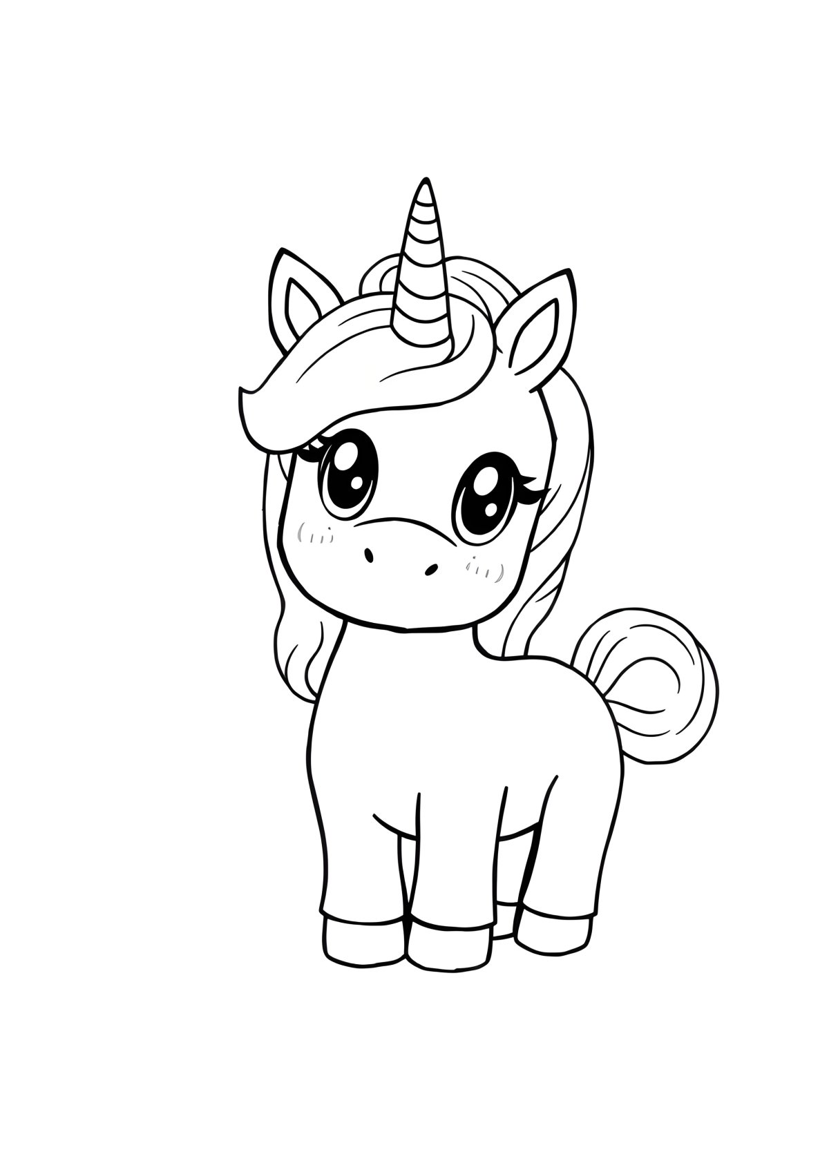 Kawaii Baby Unicorn Coloring Page coloring page for kids