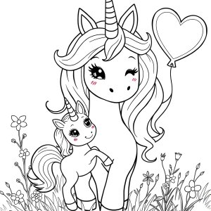 Mommy Unicorn Coloring Page coloring page for kids