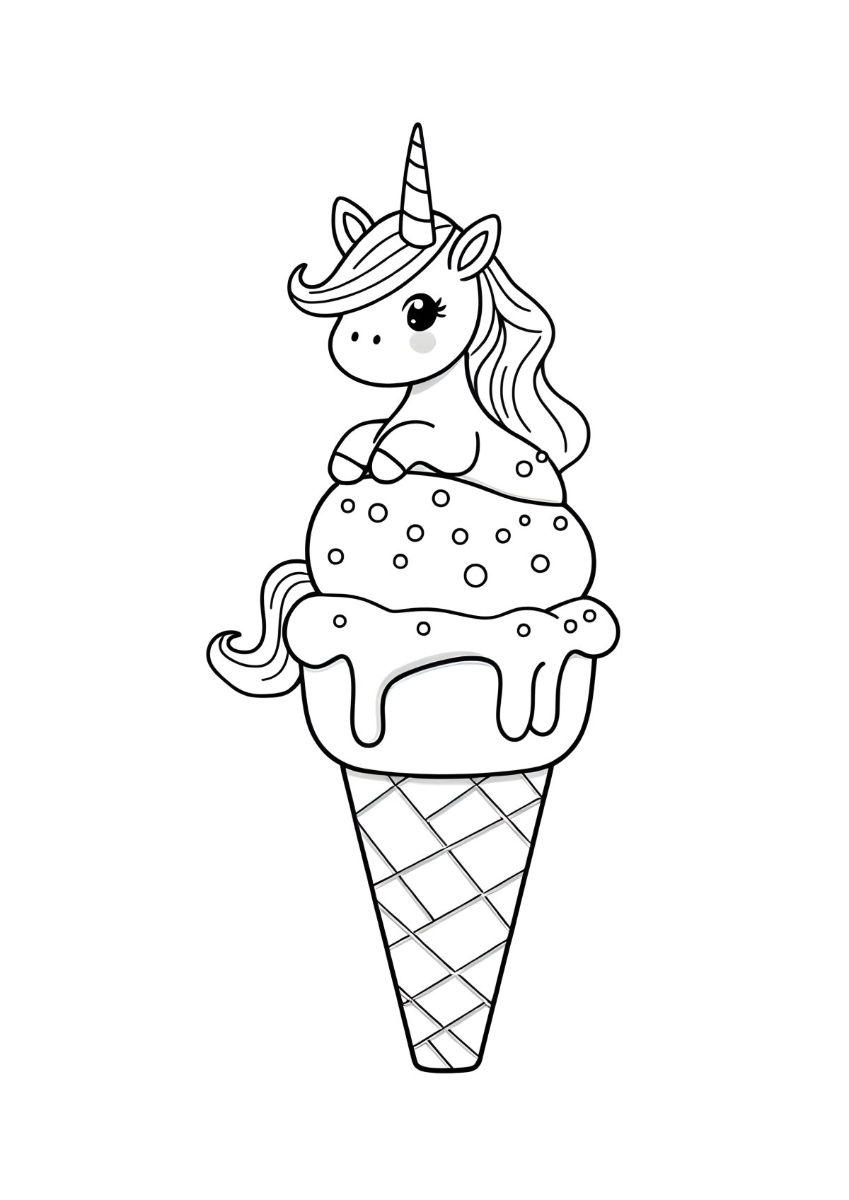 Cute Unicorn Ice Cream Coloring Page coloring page for kids
