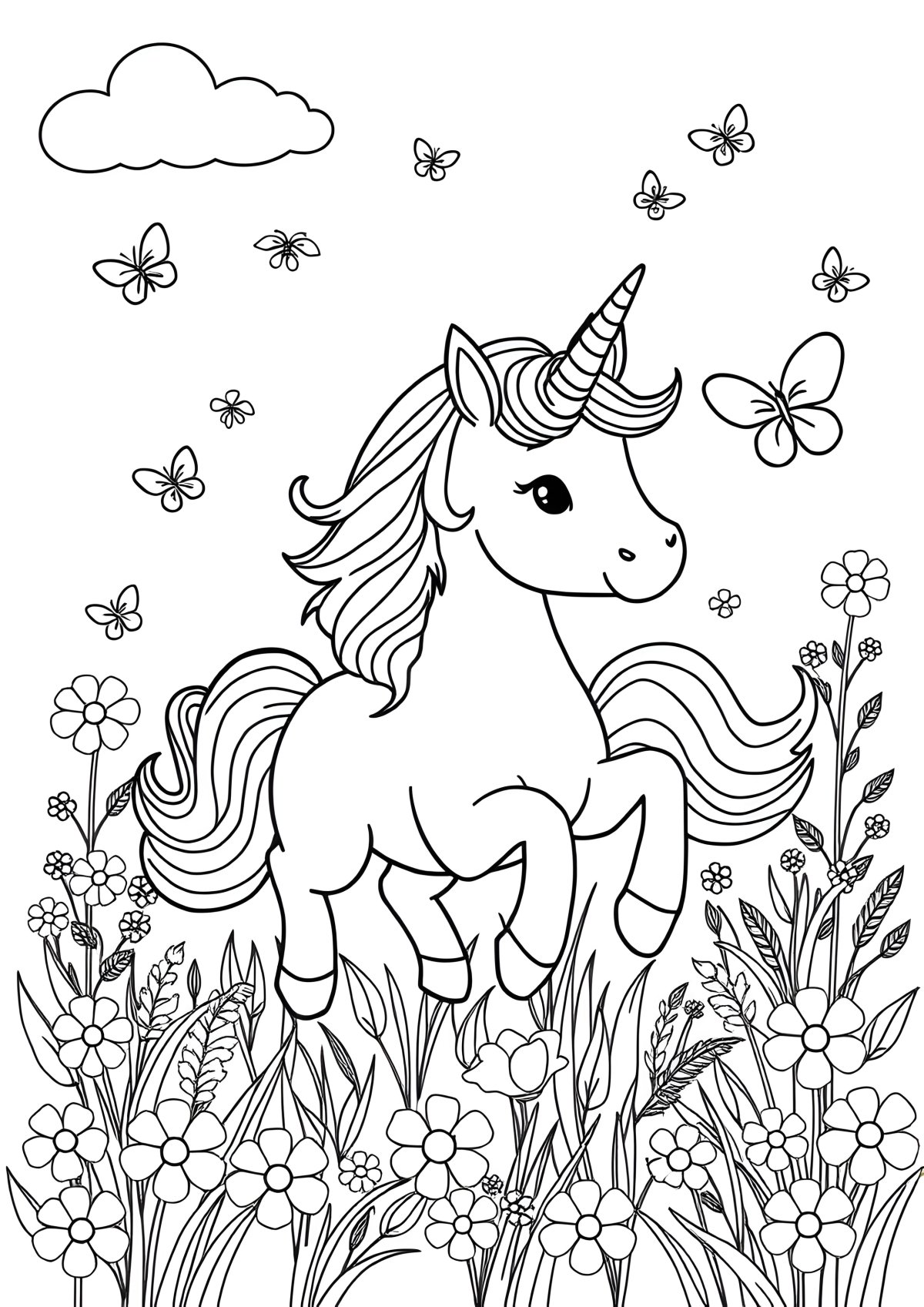 Free Kids Coloring Page Unicorn coloring page for kids