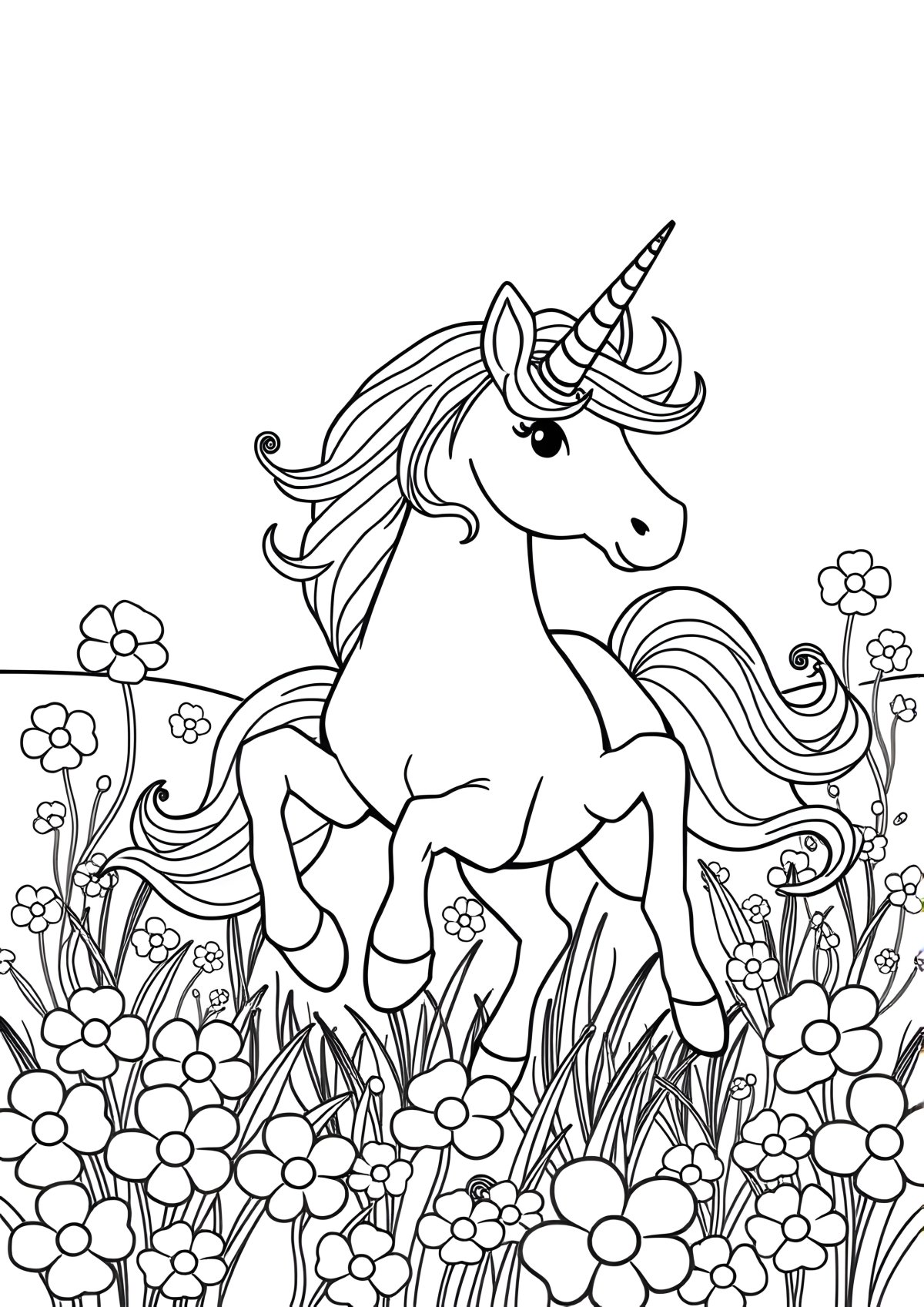 Unicorn Coloring Page To Print For Free coloring page for kids