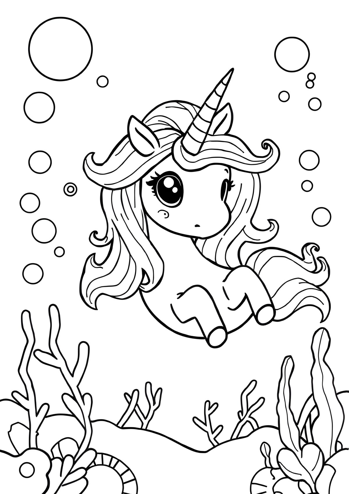 Water Unicorn Coloring Page coloring page for kids